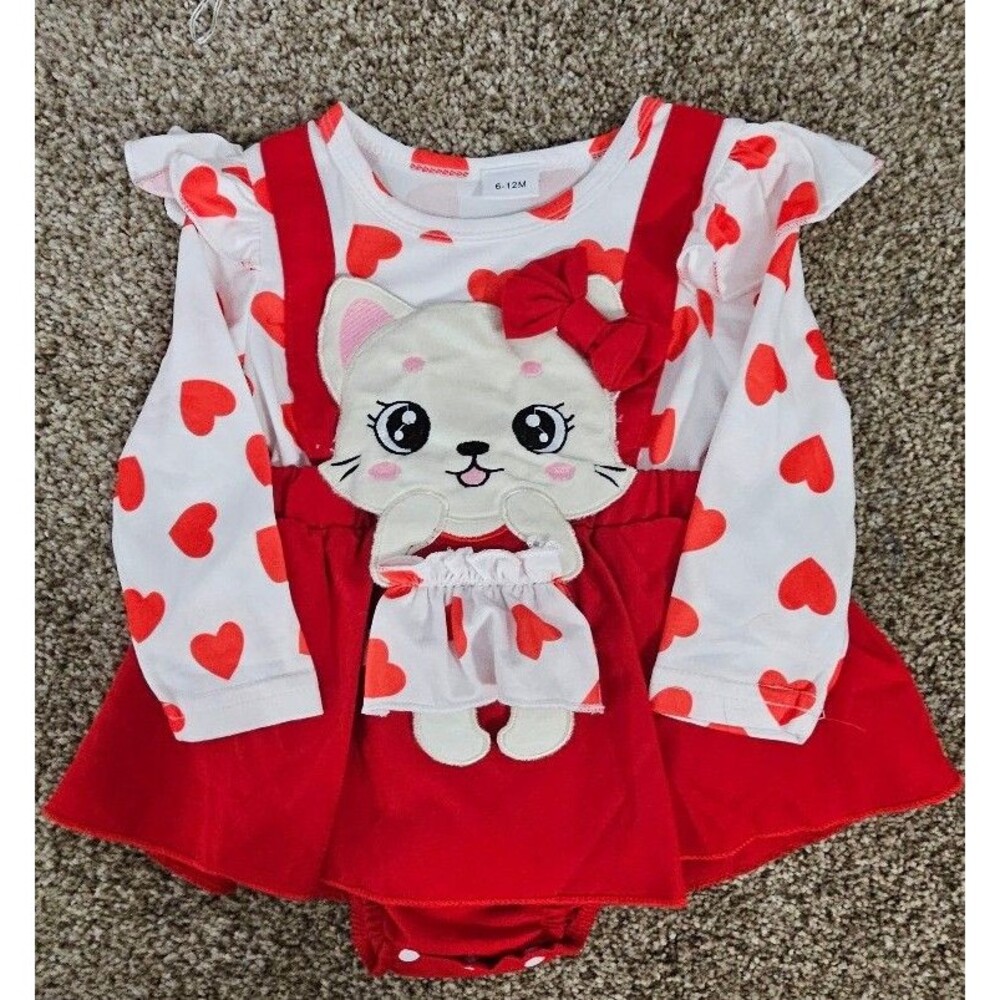 Size 6-12 mths Bubble Heart/Cat romper